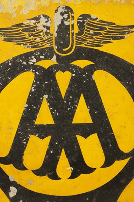 Lot 90 - AN 'AA GARAGE' DOUBLE SIDED ENAMEL HANGING SIGN BY 'FRANCO SIGNS'