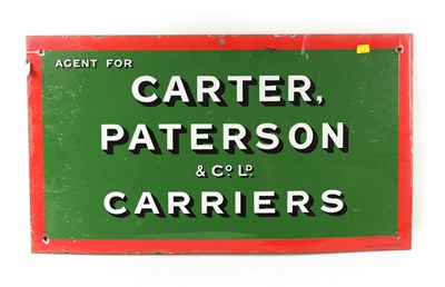 Lot 91 - A VINTAGE CARTER PATTERSON & CO. LD. CARRIERS RECTANGULAR ENAMEL SIGN