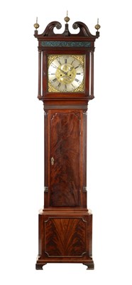 Lot 742 - JAMES BUTLER, BOLTON. A GEORGE III EIGHT DAY FIGURED MAHOGANY LONGCASE CLOCK