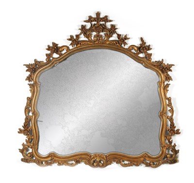 Lot 300 - A 20TH CENTURY FRENCH FLORAL GILT OVERMANTEL MIRROR