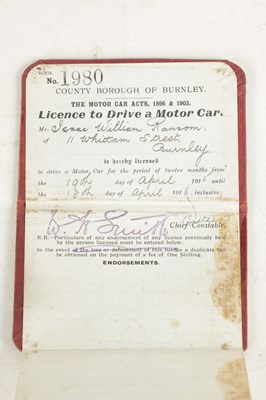 Lot 83 - AN ORIGINAL 1915 COUNTY BOROUGH OF BURNLEY DRIVING LICENSE