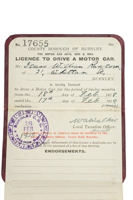 Lot 83 - AN ORIGINAL 1928 COUNTY BOROUGH OF BURNLEY DRIVING LICENSE