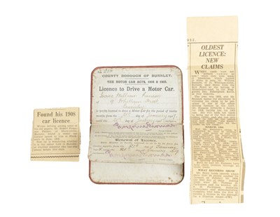 Lot 83 - AN ORIGINAL 1908 COUNTY BOROUGH OF BURNLEY DRIVING LICENSE