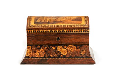 Lot 369 - A LATE 19TH CENTURY TUNBRIDGE WARE DOME TOPPED TEA CADDY