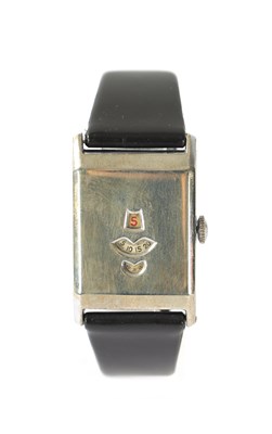 Lot 231 - A GENTLEMAN’S 1930’S NICKEL CASED JUMP HOUR WRISTWATCH