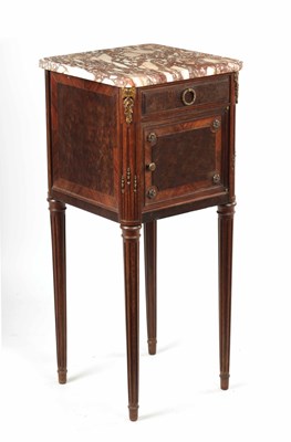 Lot 1520 - A LATE 19TH CENTURY FRENCH MAHOGANY MARBLE TOPPED BEDSIDE CUPBOARD