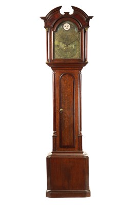 Lot 754 - ROBERTS, OTLEY. A GEORGE III OAK AND MAHOGANY CROSSBANDED LONGCASE CLOCK