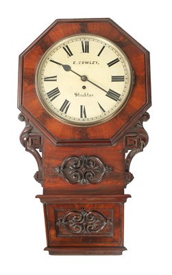 Lot 140 - E. COWLEY, STOCKTON A 19TH CENTURY MAHOGANY DROP DIAL WALL CLOCK