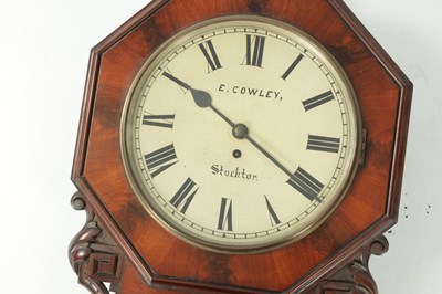 Lot 140 - E. COWLEY, STOCKTON A 19TH CENTURY MAHOGANY DROP DIAL WALL CLOCK