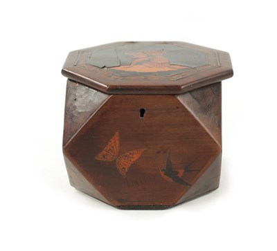 Lot 141 - A LATE 19TH-CENTURY ITALIAN SORRENTO-STYLE OCTAGONAL TEA CADDY