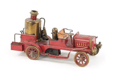 Lot 80a - A LATE 20TH CENTURY PRESSED STEEL MUSICAL FIRE 'PUMPER' ENGINE TOY MODEL