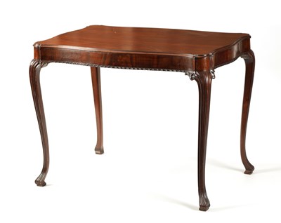 Lot 954 - A 19TH CENTURY MAHOGANY SERPENTINE SILVER TABLE OF GEORGE III HEPPLEWHITE DESIGN