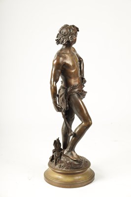 Lot 448 - A LATE 19TH CENTURY FIGURAL BRONZE SCULPTURE OF DAVID ADRIENNE ETIENNE GAUDEZ.