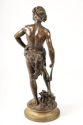 Lot 448 - A LATE 19TH CENTURY FIGURAL BRONZE SCULPTURE OF DAVID ADRIENNE ETIENNE GAUDEZ.