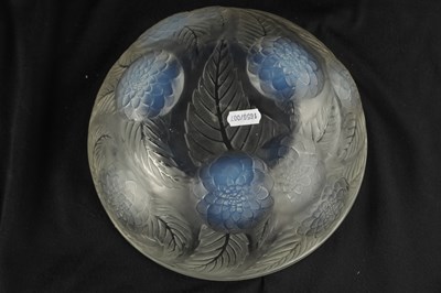 Lot 24 - AN R. LALIQUE CLEAR, FROSTED AND OPALESCENT 'DAHLIAS NO. 1' CIRCULAR GLASS  BOWL