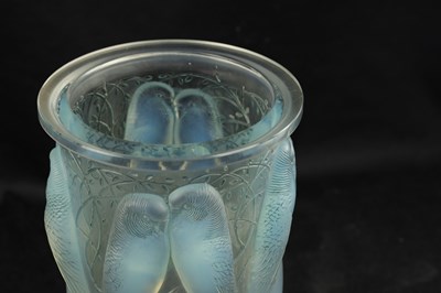 Lot 25 - AN R. LALIQUE OPALESCENT AND BLUE STAINED CEYLAN GLASS VASE