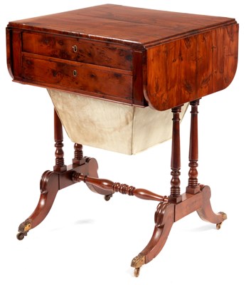 Lot 752 - A George III Yew wood fall-leaf WORK TABLE...