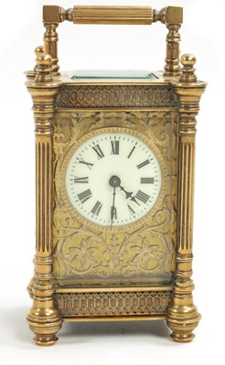 Lot 243 - A LATE 19TH CENTURY TIMEPIECE CARRIAGE CLOCK