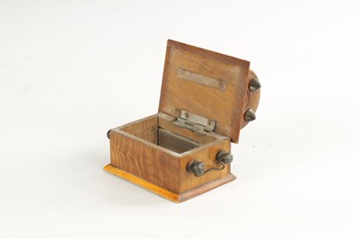 Lot 289 - A 19TH CENTURY MATCH HOLDER FORMED ASD A STUDDED CASKET