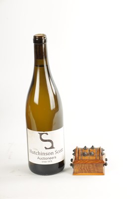 Lot 289 - A 19TH CENTURY MATCH HOLDER FORMED ASD A STUDDED CASKET