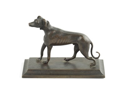 Lot 186 - A REGENCY BRONZE PAPERWEIGHT FORMED AS A STANDING DOG