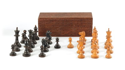 Lot 277 - A 19TH CENTURY CARVED WOODEN CHESS SET