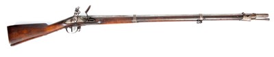 Lot 336 - A 19th CENTURY SWISS MILITARY FLINTLOCK RIFLE...