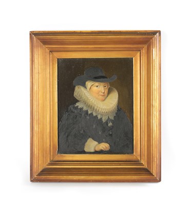 Lot 541 - OIL ON BOARD BUST PORTRAIT OF A LADY POSSIBLY 17TH CENTURY