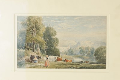 Lot 556 - DAVID COX SENIOR (1783 - 1859) WATERCOLOUR OF BOLTON ABBEY