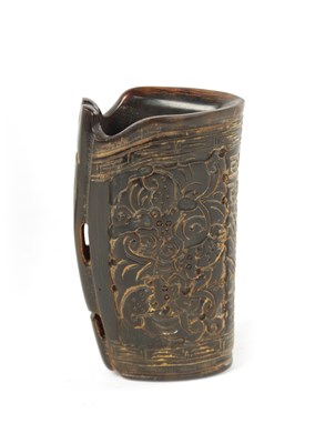 Lot 66 - A CARVED HORN LIIBATION CUP