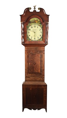 Lot 236 - L. SMITH, KEIGHLEY A LARGE 19TH CENTURY 30HR 14” PAINTED DIAL OAK LONGCASE CLOCK