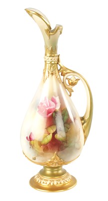 Lot 19 - A ROYAL WORCESTER EWER DECORATED WITH ROSES