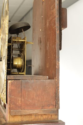 Lot 678 - JOHN BENSON, WHITEHAVEN. A GEORGE III FIGURED MAHOGANY EIGHT-DAY BRASS DIAL MOON ROLLER LONGCASE CLOCK