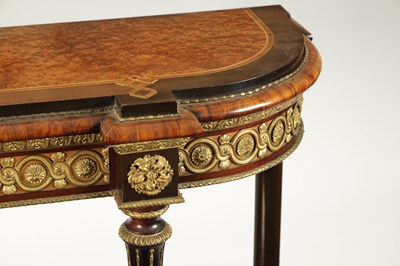 Lot 903 - A FINE 19TH CENTURY FRENCH AMBOYNA AND KINGWOOD ORMOLU MOUNTED SIDE TABLE