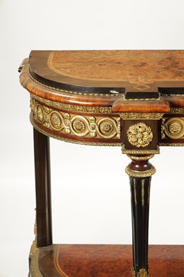 Lot 903 - A FINE 19TH CENTURY FRENCH AMBOYNA AND KINGWOOD ORMOLU MOUNTED SIDE TABLE