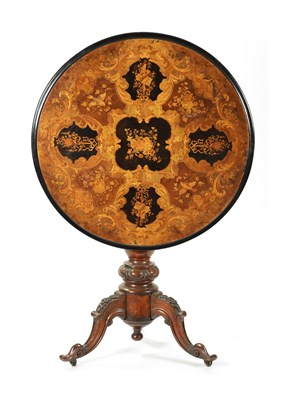 Lot 876 - A 19TH CENTURY MARQUETRY INLAID WALNUT CENTRE TABLE