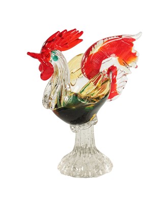 Lot 499 - A MURANO TYPE GLASS SCULPTURE OF A COCKEREL