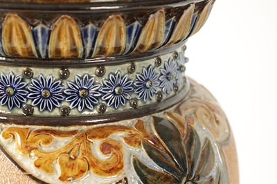 Lot 42 - A FINE LATE 19TH CENTURY LARGE DOULTON LAMBETH OVOID VASE DECORATED BY 'FLORENCE BARLOW'