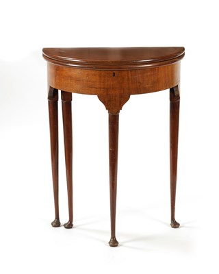 Lot 936 - A 19TH CENTURY GEORGE I STYLE DEMI LUNE MAHOGANY SIDE TABLE