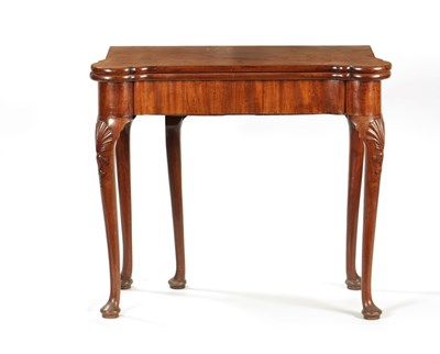 Lot 842 - A GEORGE II MAHOGANY FOLD OVER TEA TABLE