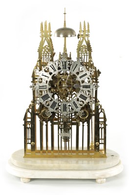 Lot 778 - ATT. TO EVANS, HANDSWORTH. A 19TH CENTURY DOUBLE FUSEE YORK MINSTER SKELETON CLOCK.