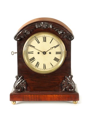 Lot 222 - A MID 19TH CENTURY ROSEWOOD DOUBLE FUSEE BRACKET CLOCK