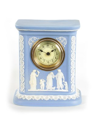 Lot 406 - A WEDGEWOOD PORCELAIN MANTEL CLOCK