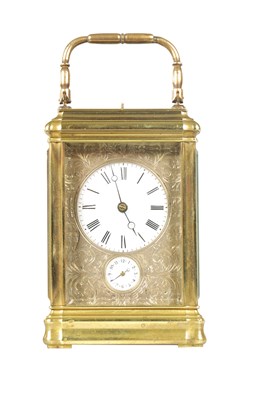 Lot 796 - CHARLES OUDIN, PALACE ROYAL, PARIS. A LATE 19TH CENTURY FRENCH GORGE CASE QUARTER STRIKING/REPEATING CARRIAGE CLOCK