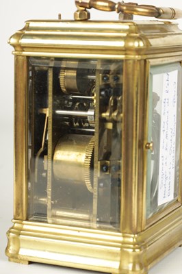 Lot 796 - CHARLES OUDIN, PALACE ROYAL, PARIS. A LATE 19TH CENTURY FRENCH GORGE CASE QUARTER STRIKING/REPEATING CARRIAGE CLOCK