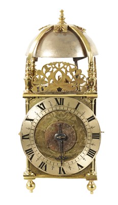 Lot 642 - JEFFERY BAYLEY, HOLBORNE, LONDON. AN EARLY WEIGHT DRIVEN LANTERN CLOCK