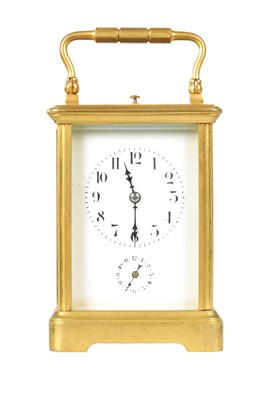 Lot 696 - A LATE 19TH-CENTURY FRENCH GILT QUARTER STRIKING SPLIT REPEATING CARRIAGE CLOCK