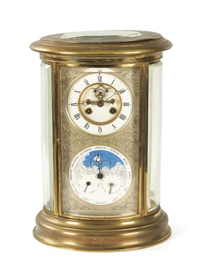 Lot 694 - A LARGE 19TH CENTURY FRENCH OVAL FOUR-GLASS MANTEL CLOCK WITH PERPETUAL CALENDAR WORK