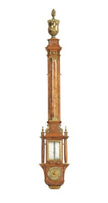 Lot 645 - AN 18TH CENTURY STYLE WALNUT STICK BAROMETER SIGNED THOMAS TOMPION