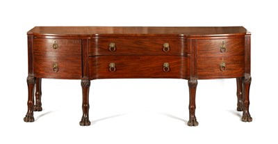 Lot 911 - A LARGE MAHOGANY LOW-WAISTED INVERTED BOW FRONT IRISH SERVING TABLE/SIDEBOARD